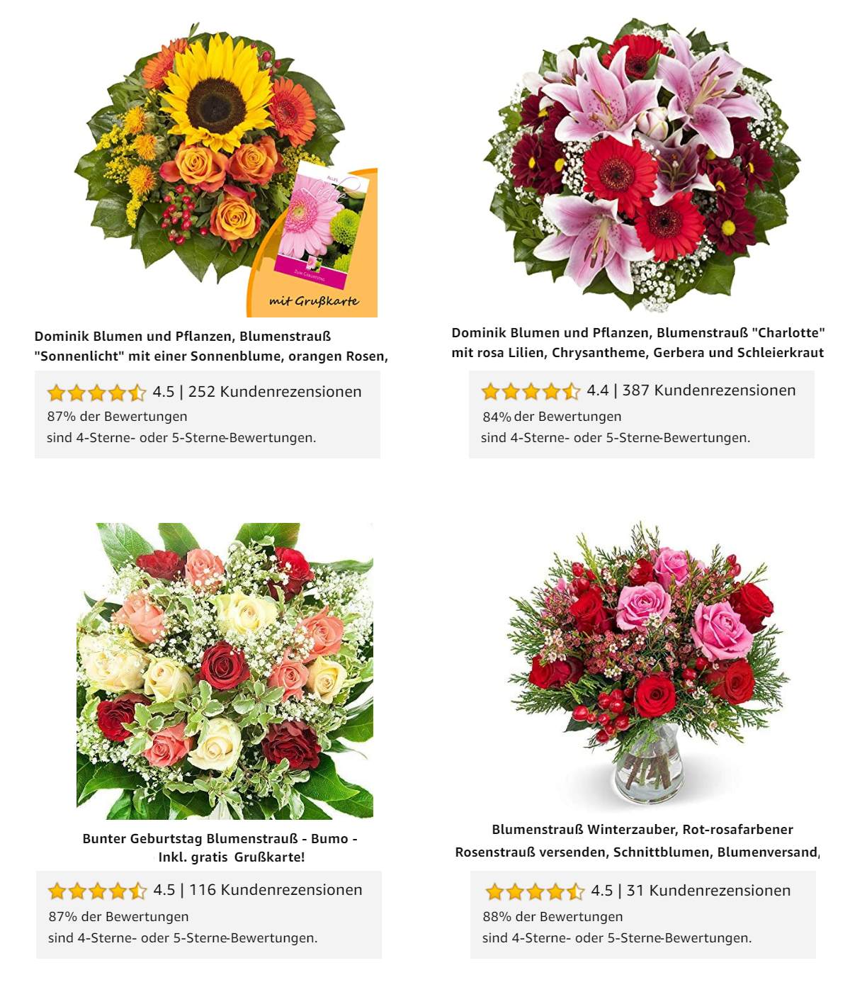 Die am besten bewerteten Blumenstrue vom Amazon Blumenversand