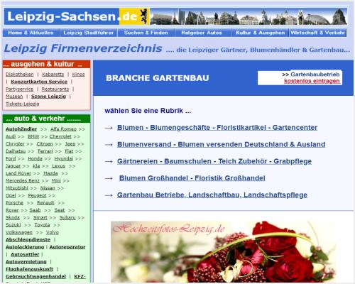 Verzeichnis fr Blumenlden, Grtnereien, Baumschulen und Floristik Grohandel in der Region Leipzig