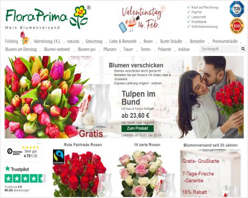 Floraprima Blumenlieferservice im Test-Vergleich mit der Bestnote: Gut ausgezeichnet! - Preisgnstig Pflanzen verschicken