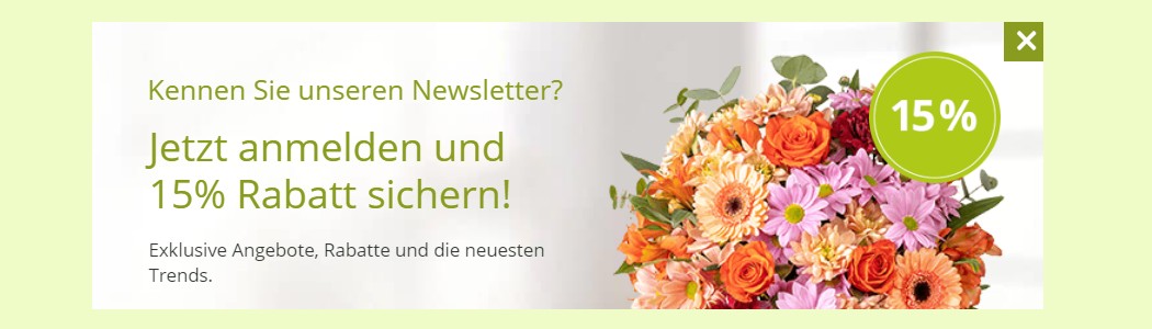 Valentins Gutschein Newsletter 15% Rabatt 